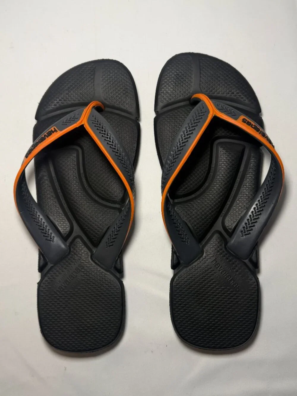 Havaianas Power 2.0 Sandals Mens 12.5M/13M Black Orange Xtra Soft Rubber Sole